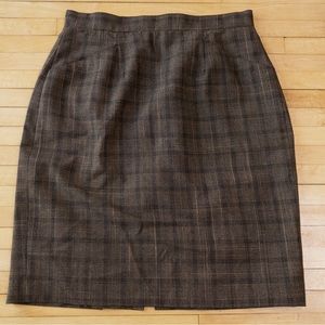 Vintage Moods by Krizia Knee Length Brown Tweed Pencil Skirt